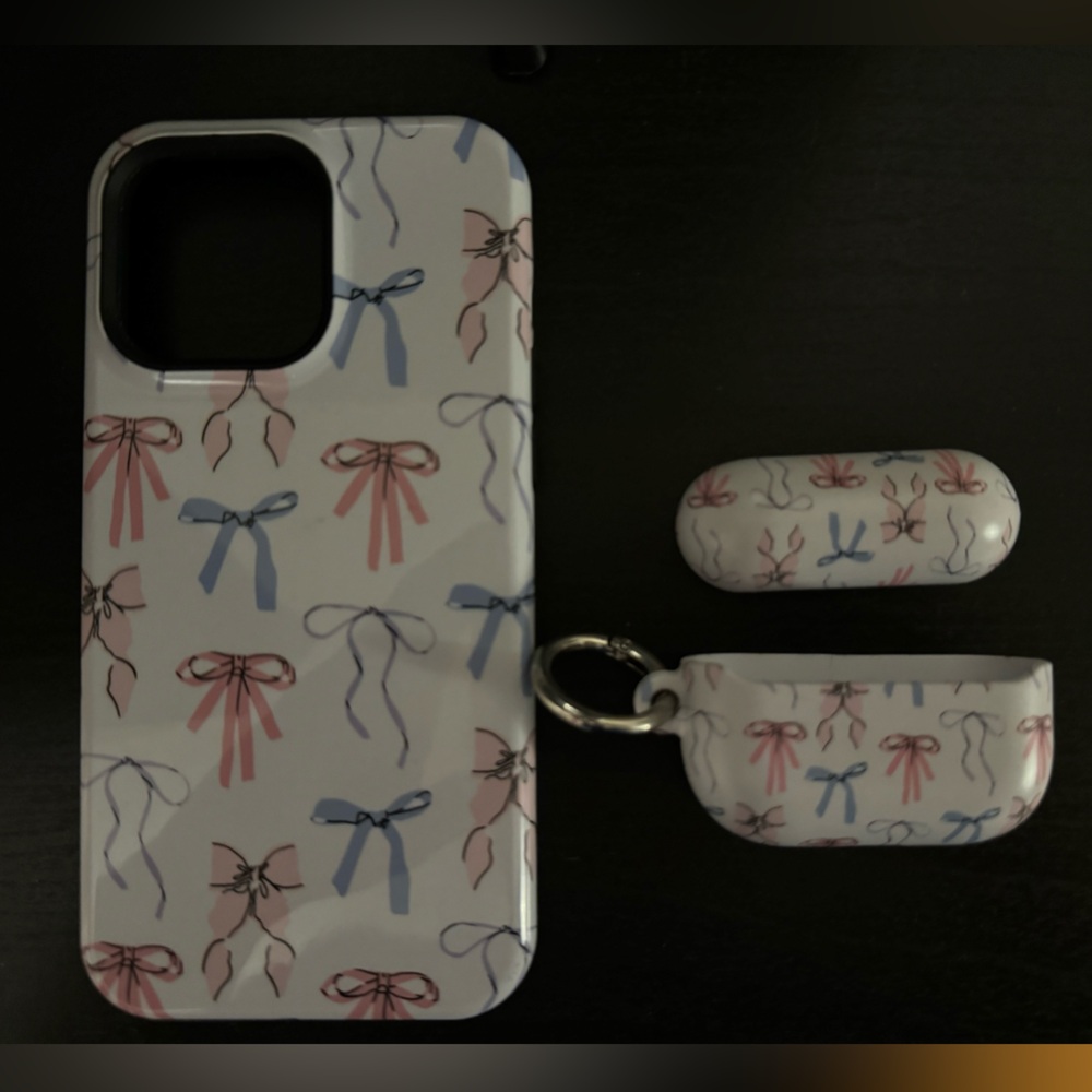 Casely Coquette Pastel Bows- iPhone 15 Pro Max case & Air Pods Pro case